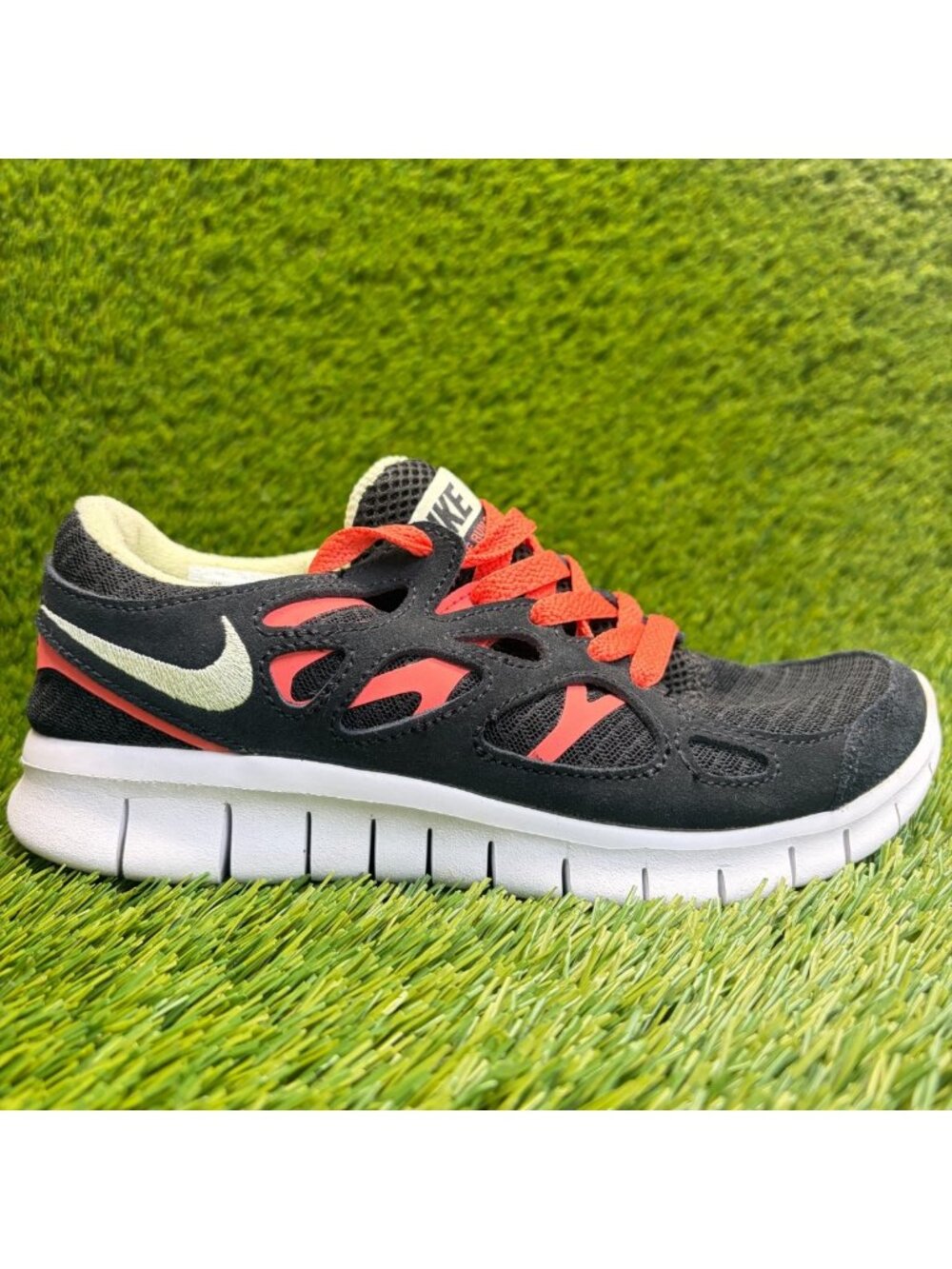 Nike Free Run 2 Womens Size 6 Black Orange White Athletic Running Shoes Sneakers